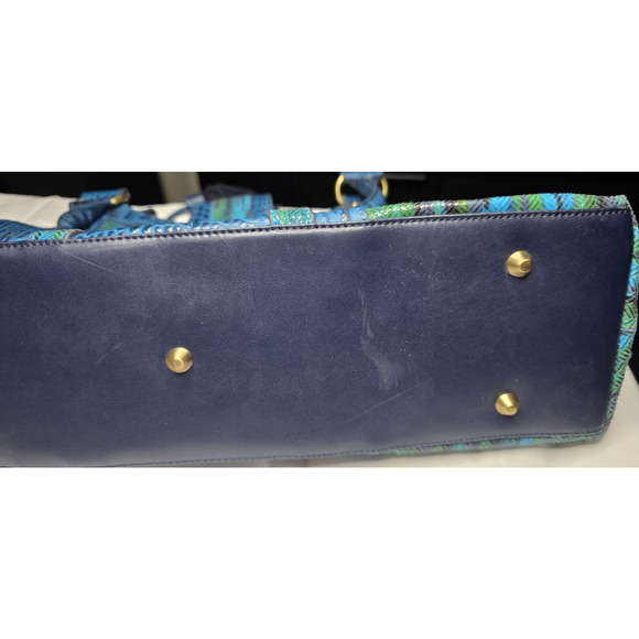 Sharif Studio Handbag Women's Blue Leather Crocodiles Embossed Satchel Vintage - Picture 8 of 8